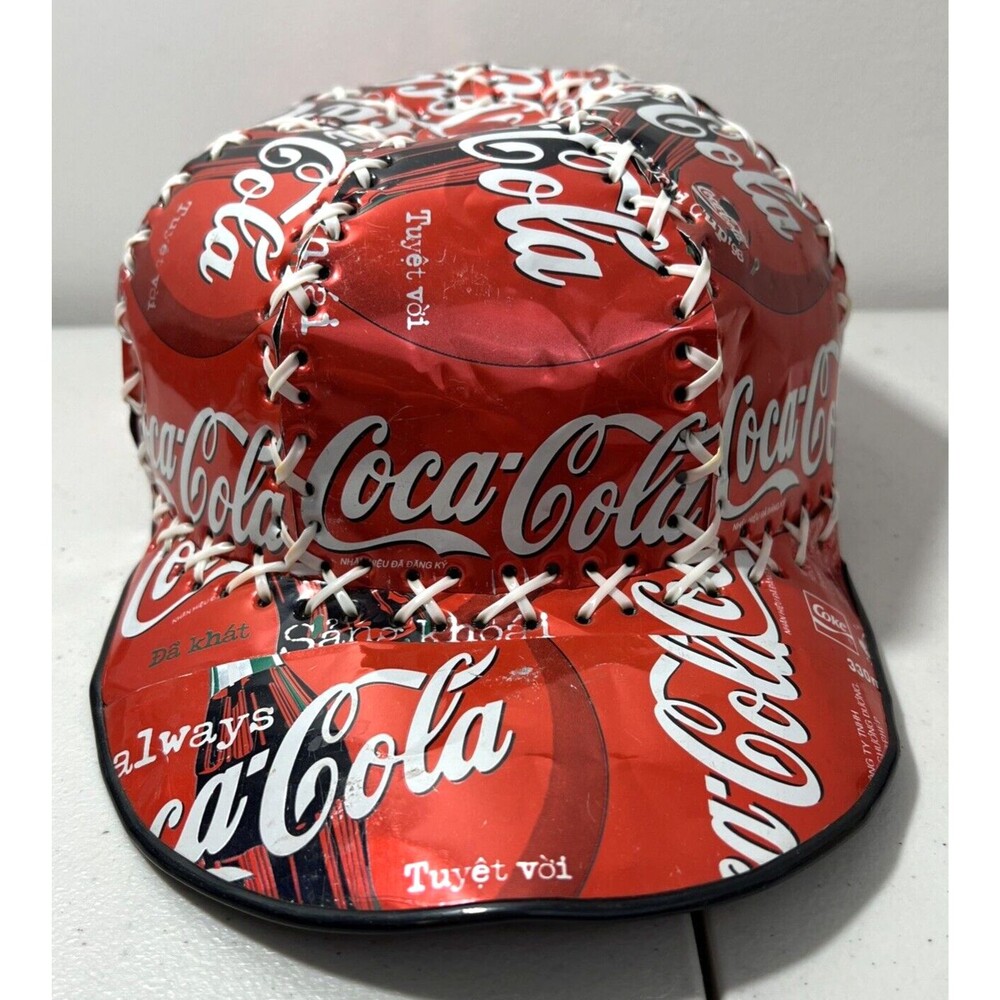 Vintage Coca Cola Coke Can 7 Panel Stitched Aluminum Hat Cap Retro